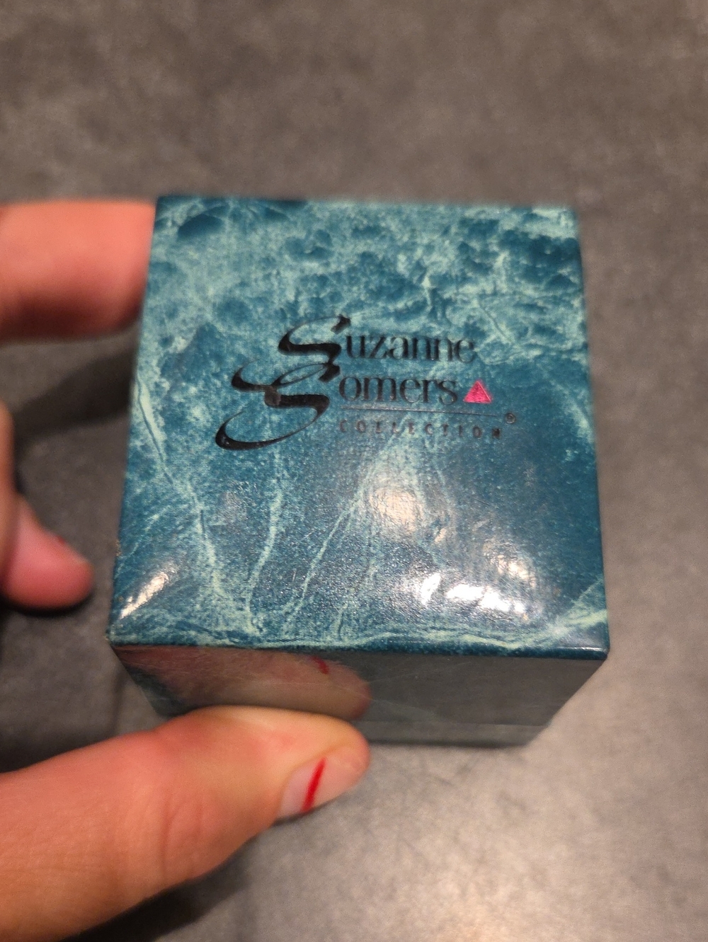 Suzanne Somers Teal Marble Cosmetic Box
